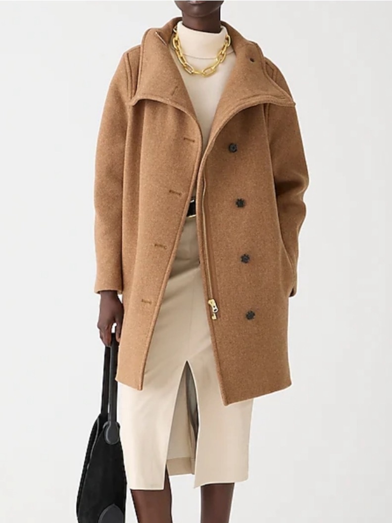 Nwot J.Crew Villa Coat Stadium Cloth Wool Heather Camel Tan 6